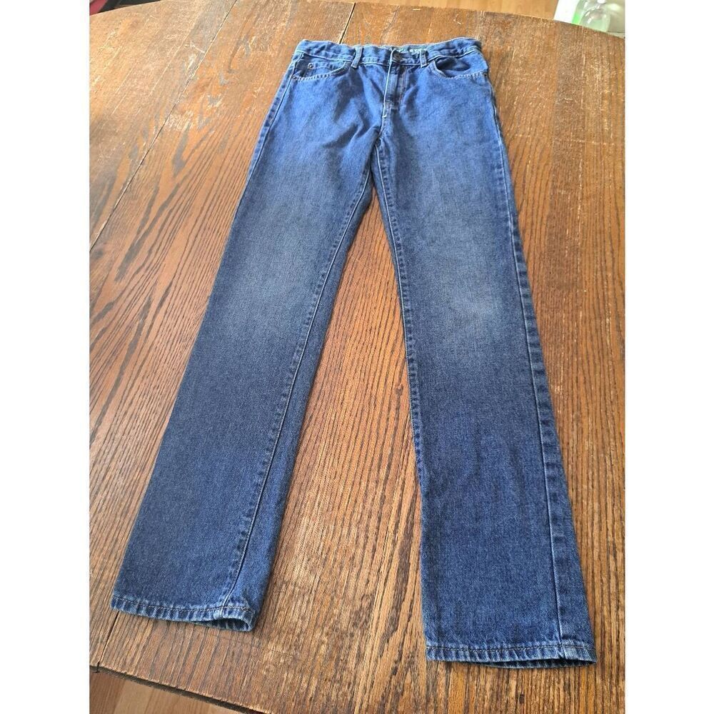 Size 14S Place Straight Leg Cotton Denim Blue Jeans with Adjustable Waist